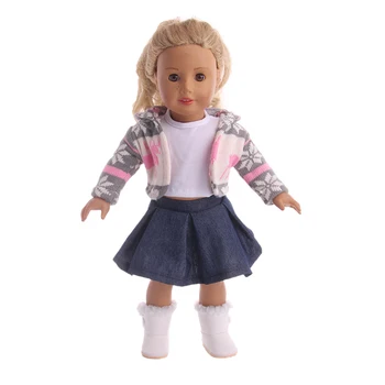 Jelena Vzorec Pulover Obleko=Krilo+Plašč+T-shirt Fit 18 Inch American&43 CM Baby Doll Obleke, Pribor,Dekle, Igrače,Generacije