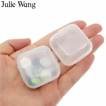 Julie Wang 10PCS Plastičnih Sluzi Škatla za Shranjevanje Krog, Kvadrat, Nakit, Posode Kroglice Chrysoprase Tablete Ličila Penasto Žogo Škatla za Shranjevanje