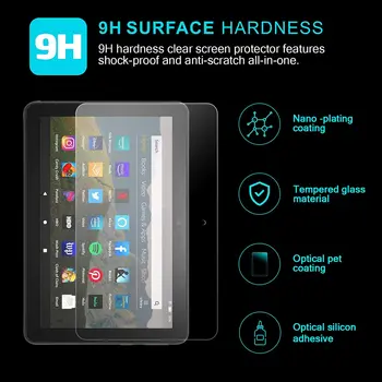 Kaljeno Steklo Tablete za Amazon Fire HD 8 Plus 10. Gen 2020 Odporno na Praske, Tablični Anti-fingerprint HD Zaščito Stekla Film