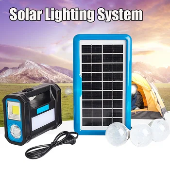 Kampiranje Solarni Polnilec lahki Prenosni Luči Sončne celice, 3 Žarnica Nastavite na Prostem Sončne Energije, Sistem za Polnjenje Telefona Moči Banke
