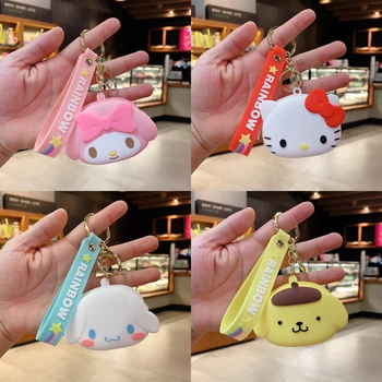Kawaii Sanriod Cinnamonroll Moja Melodija KT mačka anime Risanke Mini Kovanec Torbici Keychain silikonski lutka nahrbtnik obesek slušalke vrečko