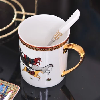 Keramični vrč Kosti Kitajske Vrč Skodelico Kave pijač pokal lep porcelana keramični Vrč darilo za rojstni dan aparat za kavo z žlico