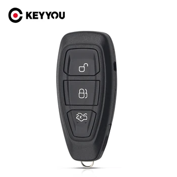 KEYYOU 5pcs/lot 3 Gumb Smart Remote Avto Ključ Lupini Za Ford Focus C-Max Kuga Mondeo Fiesta S Vstaviti Rezilo Avto Ključ Primeru