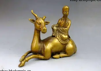 Kitajska bronasto vklesan v redu jelena budizem kiparstvo Kip bude longevous