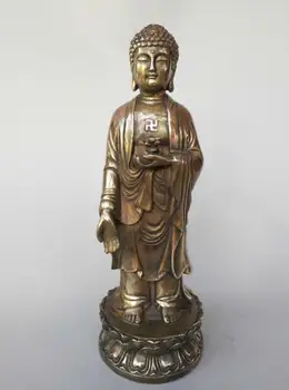 Kitajska je Čisto Medenina Sakyamuni Stoji Kip Bude