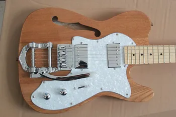 Kitajska kitara tovarne po meri TL F luknje Pol-Votlih Telo z Bigsby električna kitara Naravno barvo lesa 3 6