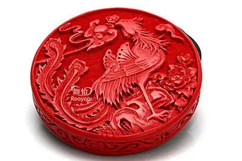 Kitajska Tradicionalna Tehnologija Rdeče Lacquerware Phoenix Nakit Polje