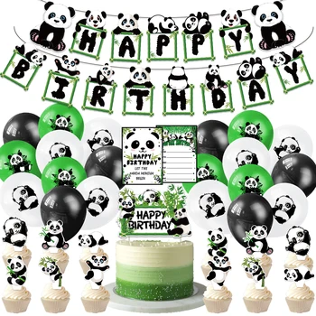 Kitajski Panda Temo Rojstni Dekoracijo Srčkan Živali Banner Baloni Caketoppers Baby Tuš Otroci Rojstni Dan Dobave