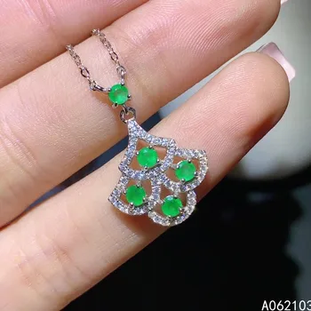 KJJEAXCMY fine nakit 925 Sterling Srebro vdelan naravnih smaragdno ženska moda in Ženske elegantne OL slog GEM OGRLICO, OBESEK za podporo