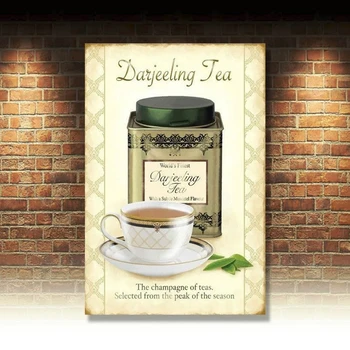Klasična Darjeeling Čaj Soba Pijačo Kuhinja Cafe, Trgovina Retro Majhnih Kovinskih Tin Znak