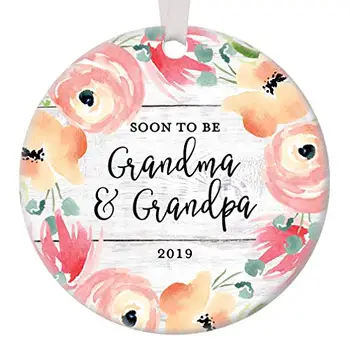 Kmalu Babica & Dedek Božič Keramični Ornament Z,Darilo Za stare starše v 2019 1. Nosečnosti Razkrila, Božič, Novo Starši