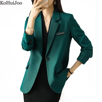 KoHuiJoo Zelen Jopič Ženske Prevelik 2022 korejskem Slogu Plus Velikost Plašč Ženska Temperament Priložnostne Obleko, Jakno OL Formalno Plašč