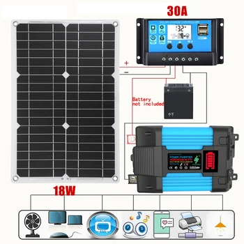 Konična Moč 6000W Inverter solarnimi Sistem 12V na 220V 18W solarnimi 30A Regulator Polnilnik Prenosni Energije