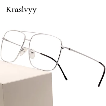 Krasivyy Čistega Titana Očal Okvir Moških Pilota Ultralahkih Kvadratnih Recept Za Očala Ženske Polno-Rim Kratkovidnost Optična Očala