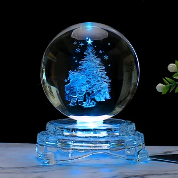 Kristalno Kroglo Ornament Noč Luč Božične Ustvarjalne Gife Spalnica Dekoracijo 3d Led Lučka Luna Nočna Lučka