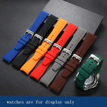 Krivulja Vmesnik Silikonski Watchband Zamenjava Tissot Mido Seiko Watch Pribor 18 20 22 mm Zelena Rdeča Oranžna