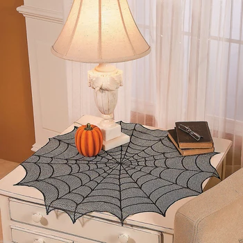 Krog Poliester Čipke Tabela Mat Halloween Dekoracijo Čipke Spider Web Namizni Prt Black Namizne Tekače Primeru Stranka Dobave