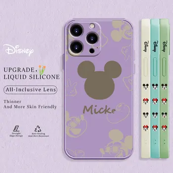 Kvadratni Tekoče Silikonsko Ohišje za iPhone 11 13 12 Pro Max Full Primerih za iPhone 14 Pro X XR XS Kritje Mickey Minnie Poletje Risanje