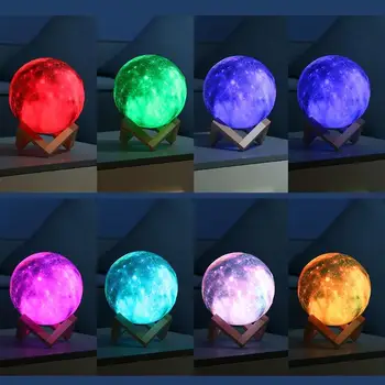 LED 16 Barve Galaxy Luna Lučka 3D Tiskanja Ustvarjalne Star Night Light Touch Stikalo Luna Svetilke Doma Spalnica Dekoracijo Otroci Darilo