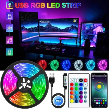 LED Trak Svetlobe, USB, Bluetooth RGB 5V LED RGB Luči Prilagodljive LED Žarnico, Trak Trak RGB TV Zaslon Namizja Osvetlitev Diode Trakom.