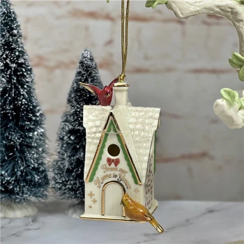 Lenox Keramike, Ročno poslikano Božično Darilo Smart Bird House Iskanje V Zlati Okraski, Ustvarjalna Obesek Doma Odlikovanja