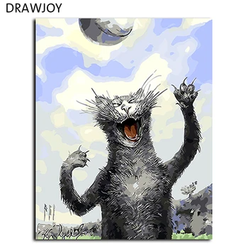 Lep Mačka brez okvirjev Slike, Barvanje Z Številkami DIY Digitalni Oljna slika Na Platnu Doma Dekoracijo Wall Art GX8769 40*50 cm