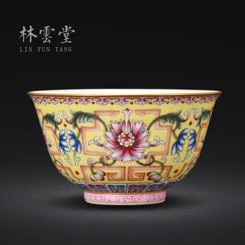 Lin Yuntang barvni emajl master cup eno skodelico kung fu čajne skodelice jingdezhen visoko-kakovostni razred vzorca čaj pokal