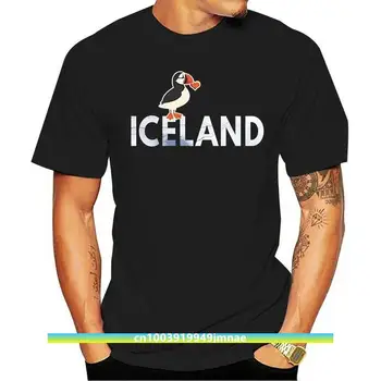 Ljubim Islandija z Puffins T Majica - Islandija Turističnih Srajco okoli vratu kratek rokav priložnostne T-shirt Obleko ženska T-shirt majica