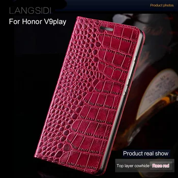 Luksuzne blagovne znamke telefon primeru pravega usnja krokodil Ravno teksturo primeru telefon Za Huawei Honor V9play ročno primeru telefon