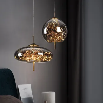 Luksuzni jedilnico obesek lučka družino dekoracijo lestenec luči dnevna soba stekla, ki visi svetilka LED spalnica postelji razsvetljavo