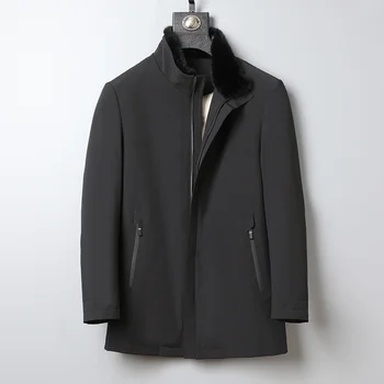 Luksuzni Visoke kakovosti Zimski Plašč Moški Chaquetas Mink Linijskih Coats Hombre Moški Black 2023 Toplo korejski Kotlovec Suknjič