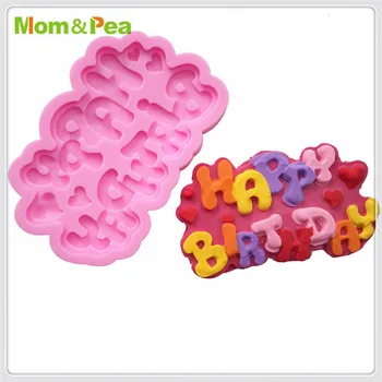 Mama&Grah MPA0694 Happy Birthday Oblikovan Silikonsko Plesni Torto Dekoracijo Fondat Torto 3D Plesni, Hrana Razred