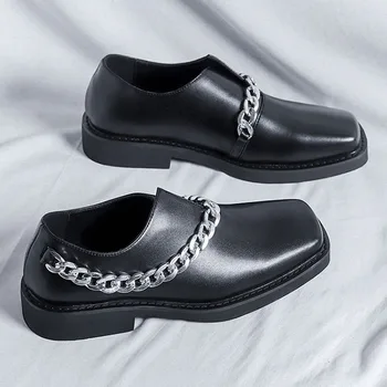 Mens Verige, Japonske, Koreje Ulične Mode Priložnostne Usnje Loafers Čevlji MaleCommute Trend Letnik Stranka Obleko Čevlji