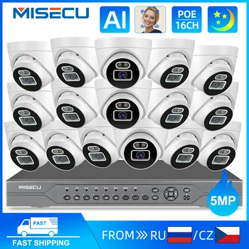 MISECU H. 265 16CH 5MP POE Varnostne Kamere Sistem Two-way Audio Snemanje Full Color Night Vision Doma Securiy CCTV Video P2P