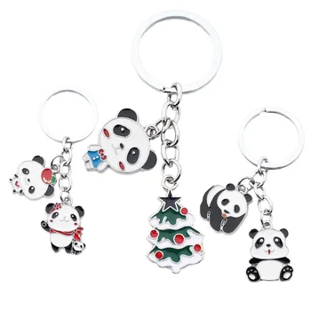 Moda Lep Kitajski Panda Keychain Kovinska Vrv Ključnih Verige Vrečko Obesek Nakit Trinket Moške Avto Ključ Obroč Polarnih Živali Darilo Fu