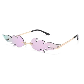 Moda Požara, Plamen sončna Očala Cat Eye Glasses Ženske Moški Rimless sončna Očala Očala Luksuzne blagovne Znamke Design Trending Sunglass oculos