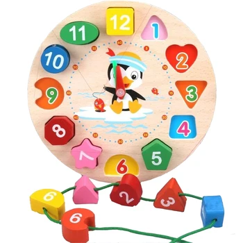 Montessori Igrača Tangram Sestavljanke Živali Izobraževalne Lesene Beaded Geometrijo, Digitalna Ura, Uganke Pripomočke Ujemanje Otroci Igrače