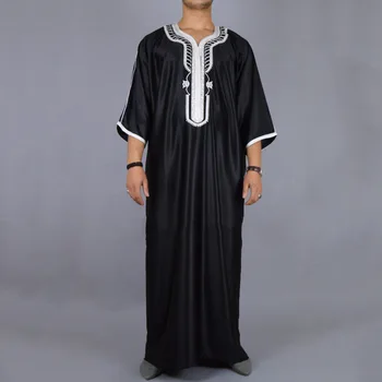 Moške Dolgo Majico Oblačilih, Priložnostne Mladi Black Muslimanskih Oblačilih, arabski De Moda Musulmana Islamska Oblačila Moški Jubba Thobe