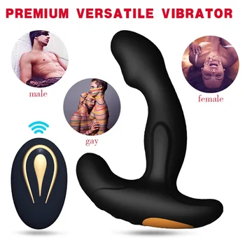 Moški prostate massager brezžični daljinski upravljalnik dvojni šok zadaj atrij G-spot tresljajem daljinski upravljalnik analni čep adult sex igrača