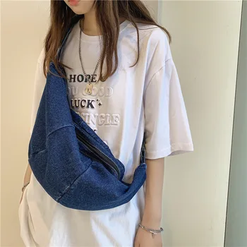 Na japonskem Slogu, Demin Velike ženske prsi vrečko Priložnostne Hobos big cross body bag Visoko kakovost Ženski vrečko Modi Nove mlade ženske torbe