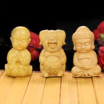 Naravnega Lesa Baby Buda Čare Lesen Kip Umetnostne Obrti, Ogrlico, Obesek, Keychain, Ki Visi Doma Dekor Budistični Nakit, Pribor