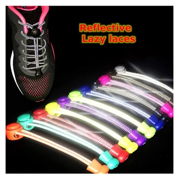 Ne Kravato Vezalke Krog Elastična Shoelaces Reflektivni Primeren za vse čevlje, Superge Leni Vezalko Pribor gumico