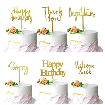 Nov Srečen rojstni dan, Obletnico Torto Pokrivalo žal Čestitke Akril Zlati Torto Pokrivalo Za Stranke torta Okraski Dobave
