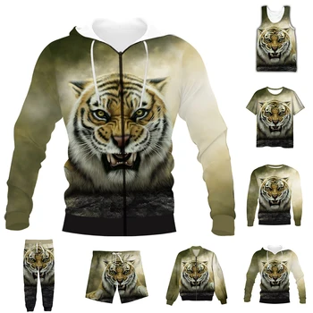 Nova Moda 3D Full Tiskanja Živali Kralj Tiger T-shirt/Majica/Zip Kapuco/Tanko Jakno/Hlače Štirje letni Časi Priložnostne Obleko V25