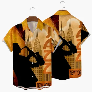 Nove Priložnostne Majice 3D Print Glasba Jazz Kratek Rokav Klub Vrhovi Kul Svoboden Slog Priložnostne Plaži, Poletne Majice za Moške In Ženske