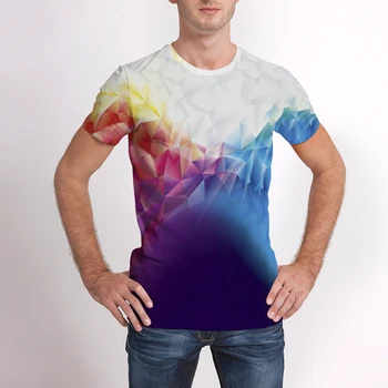 Nove Priložnostne Moških 3D T-shirt Poletje Slim Fit Kratek Rokav pisane Sveže Plaži Majica Za Moške geometrijske predalčni Tiskanja Športnih Vrh