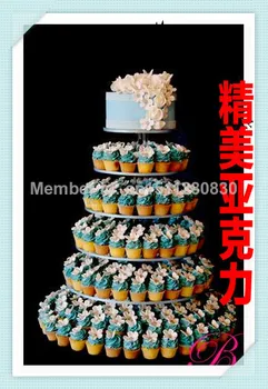Novi akril 6 stopnje cake poroka okvir večplastne rojstnodnevno torto lahko meri akril cupcake stojalo dekoracijo