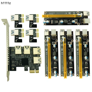 NOVO kartico PCI-E riser PCI Express 1X do 16X Riser Card 1 do 4 USB 3.0 Multiplikator Hub kartica z 4pcs 6pin odcepa Za BTC Rudarstvo Rudar