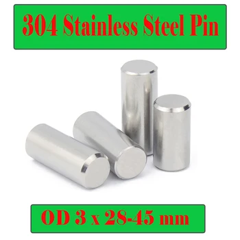 OD 3 mm 304 Nerjavno Jeklo Pin 28/30/32/35/40/45*3 mm (20PC) Valjaste Pin Posit Svoboden Iglo Roller