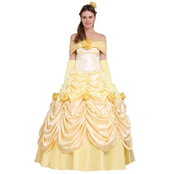 odraslih Belle oblačenja cosplay kostum Princeska rumene obleke Obleko Odraslih Poročno zabavo Obleko za noč Čarovnic Pustni Kostum Cosplay